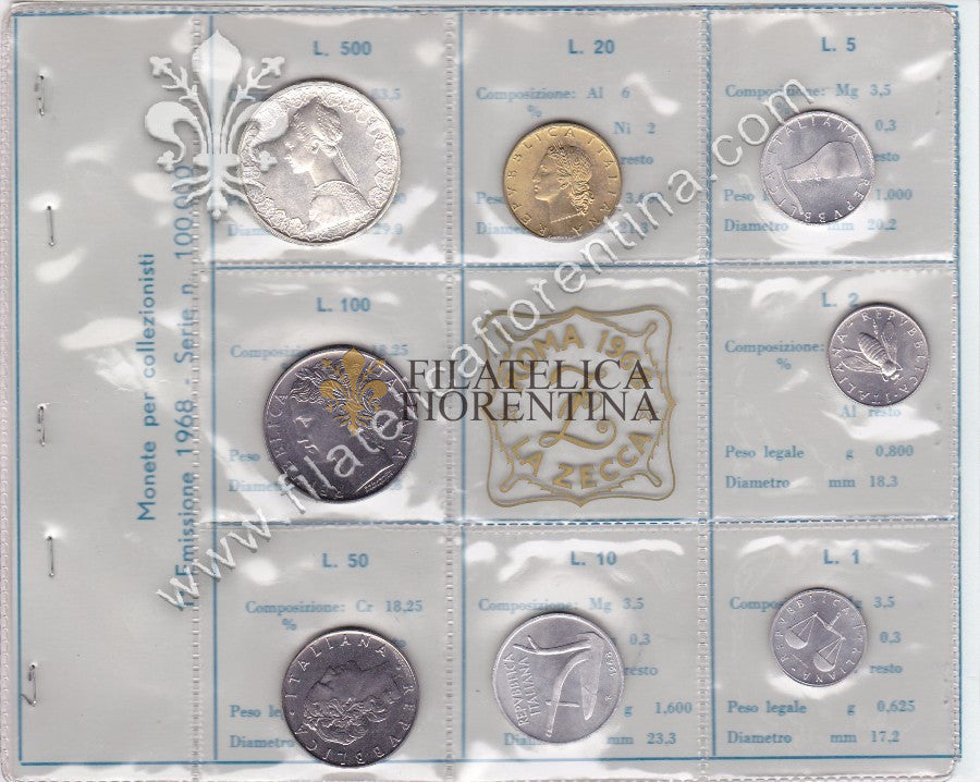 1968 - Confezione Zecca Italia - Tiratura 100.000