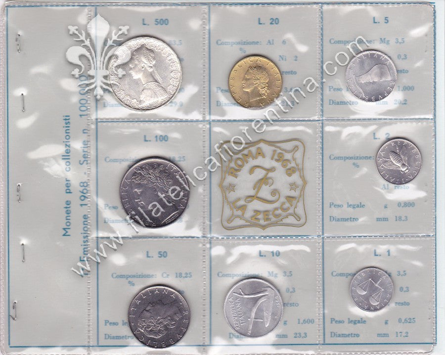 1968 - Confezione Zecca Italia - Tiratura 100.000
