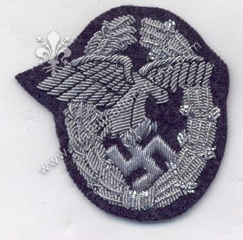 Brevetto da Ufficiale osservatore su fondo grigio blu - filo argento grosso