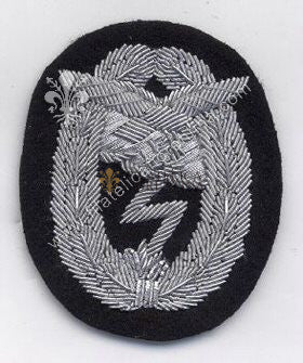 Brevetto da Ufficiale reparti terrestri Luftwaffe su fondo grigio blu - filo arg. grosso