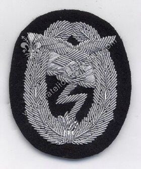 Brevetto da Ufficiale reparti terrestri Luftwaffe su fondo grigio blu - filo arg. grosso