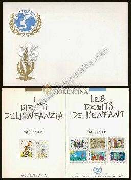 Folder filatelico " ONU - Diritti dell'infanzia " 1991