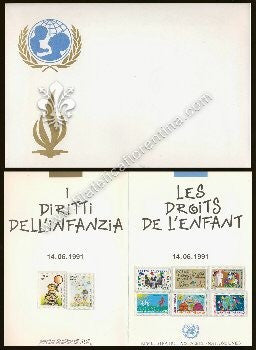 Folder filatelico " ONU - Diritti dell'infanzia " 1991