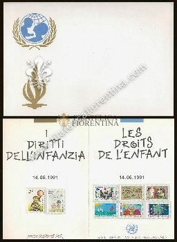 Folder filatelico " ONU - Diritti dell'infanzia " 1991 - Busta invecchiata