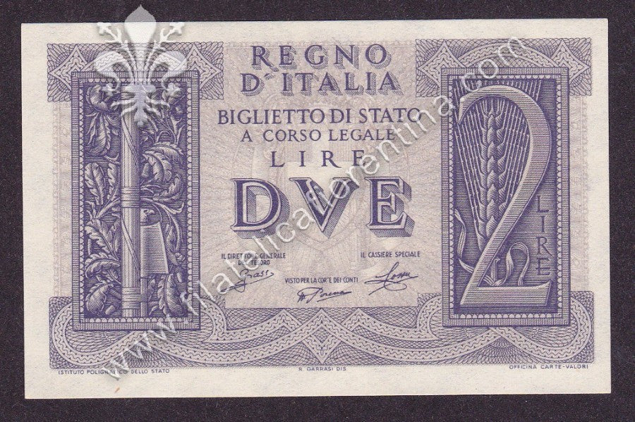 Regno d'Italia - DUE LIRE "IMPERIALE" 1939