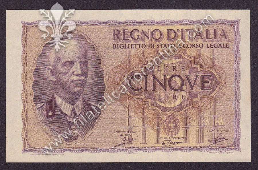 REGNO D'ITALIA Banconota CINQUE LIRE "IMPERIALE"