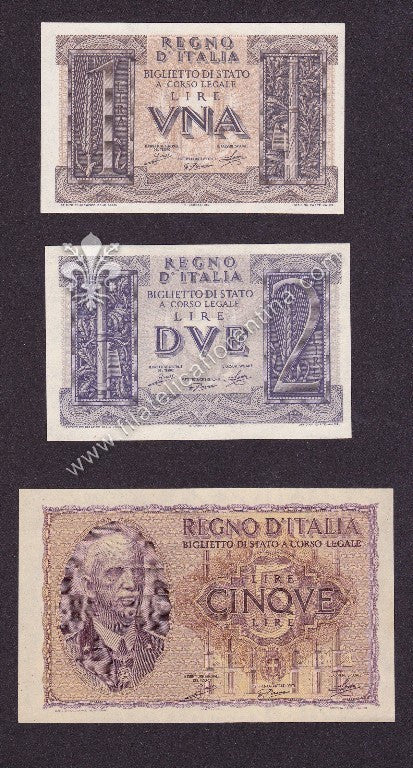 REGNO D'ITALIA Set 3 Banconote "IMPERIALI"