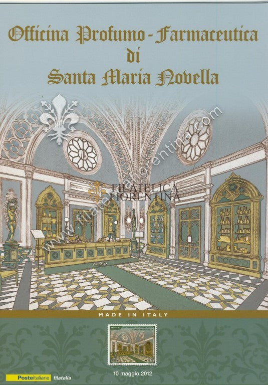 Folder filatelico " Made in Italy OFFICINA PROFUMO - FARMACEUTICA di SANTA MARIA NOVELLA "