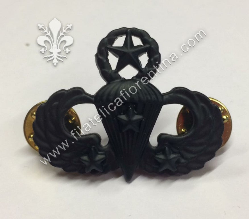 Brevetto paracadutisti master in metallo nero 3 STELLE per uniforme da combattimento