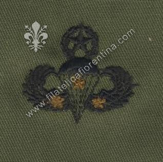 Brevetto paracadute - Lanci in guerra 3 stelle - in stoffa nero su verde