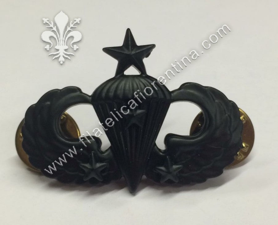 Brevetto paracadutisti Senior - Lanci in guerra in metallo nero 3 stelle  - Per uniforme da combattimento