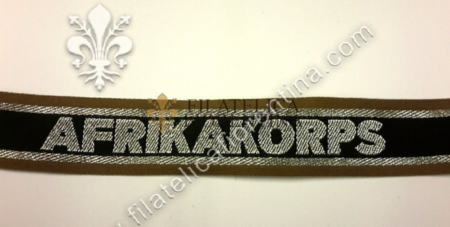 Fascette da polso AFRIKA KORPS da ufficiale ricamata in filo argento