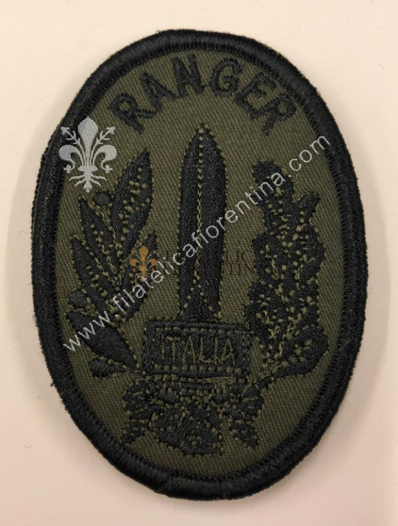 Distintivo RANGER Italia - fondo verde, ricamo nero
