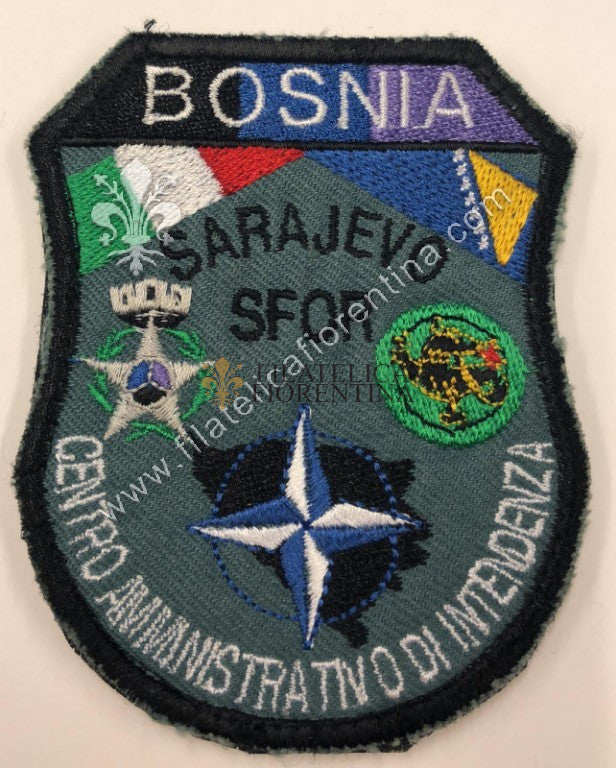 Distintivo BOSNIA SFOR Sarajevo Centro Amministrativo di Intendenza (con velcro)