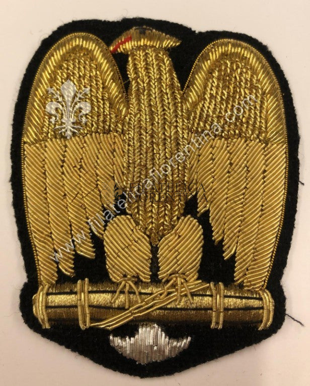 Fregio Aquila del PNF Partito Nazionale Fascista ( filo oro canottiglia ) fondo nero