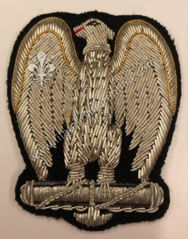 Fregio Aquila del PNF Partito Nazionale Fascista ( filo argento canottiglia )