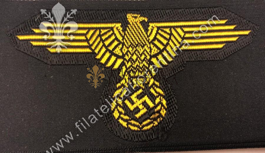 Aquila da braccio SS in seta - fondo nero, filo giallo
