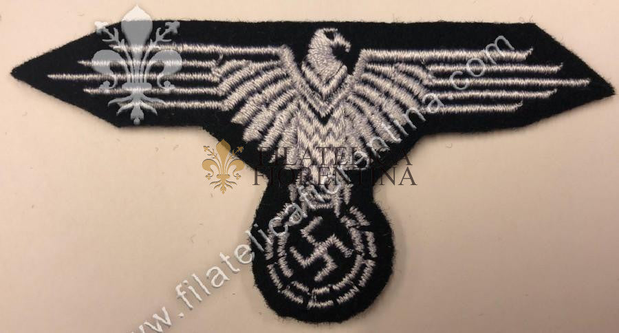 Aquila da braccio SS da truppa fondo nero, filo bianco