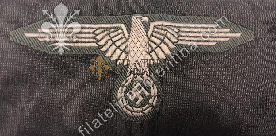 Aquila da braccio SS truppa in seta - fondo verde, filo grigio