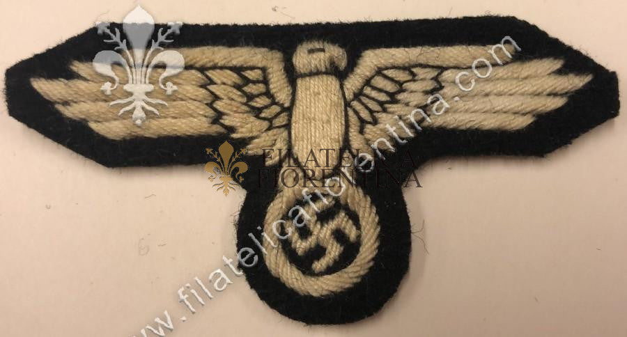 Aquila SS da truppa - filo bianco, fondo nero