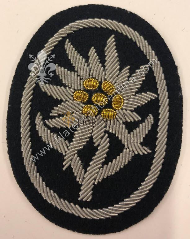Distintivo Gebirgsjäger da ufficiale - Stella Alpina Edelweiss - fondo nero