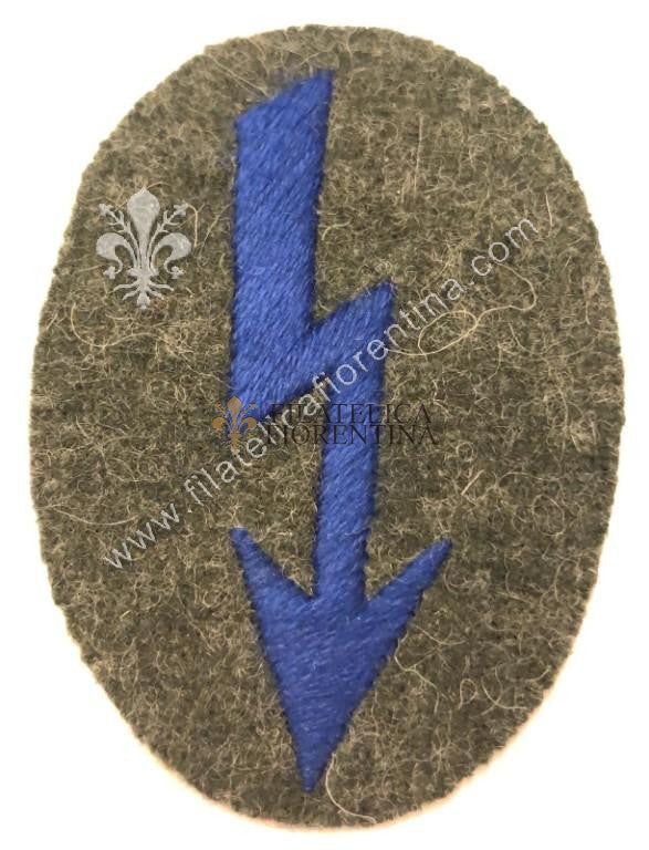 Distintivo da manica Trasmissioni Sanità ( Waffen Blu ) su fondo grigio-verde