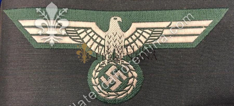 Aquila in seta da truppa filo bianco fondo verde