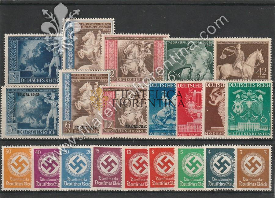 Germania III° Reich 1933/1945 Lotto di 20 francobolli originali - nuovi senza gomma
