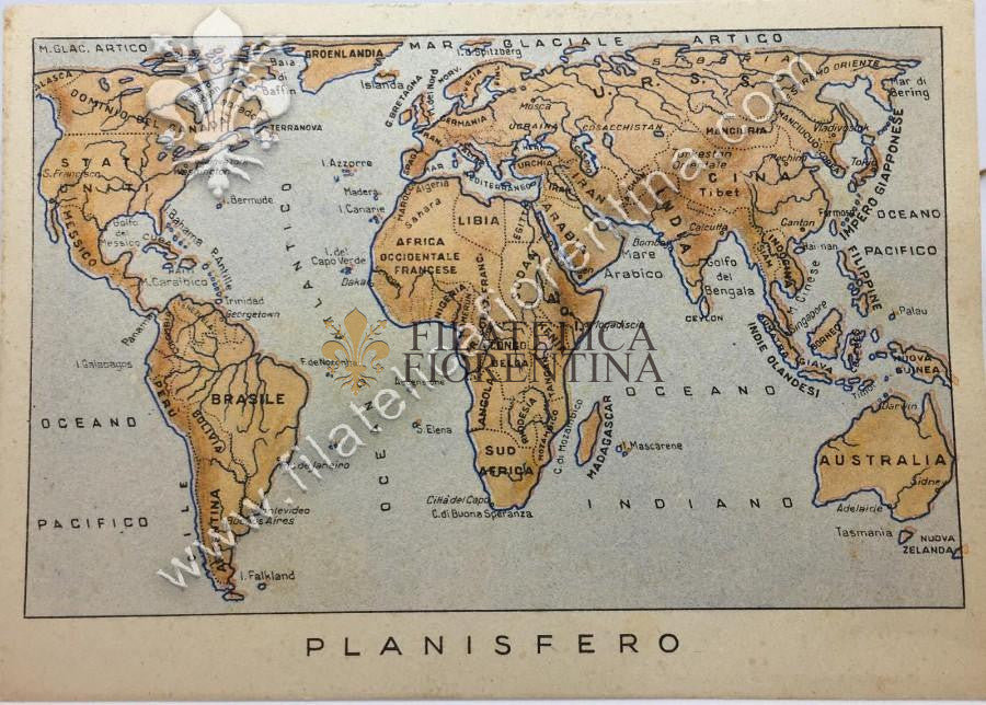 Cartolina militare CARTE GEOGRAFICHE Planisfero