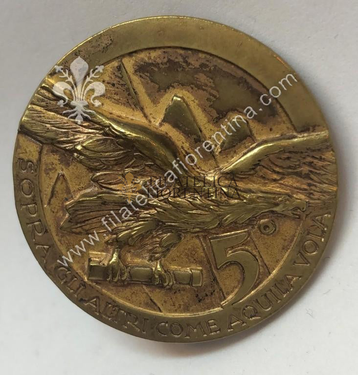 Distintivo 5° Artiglieria da montagna Alpini - "Sopra gli altri come aquila vola" - marcato Lorioli