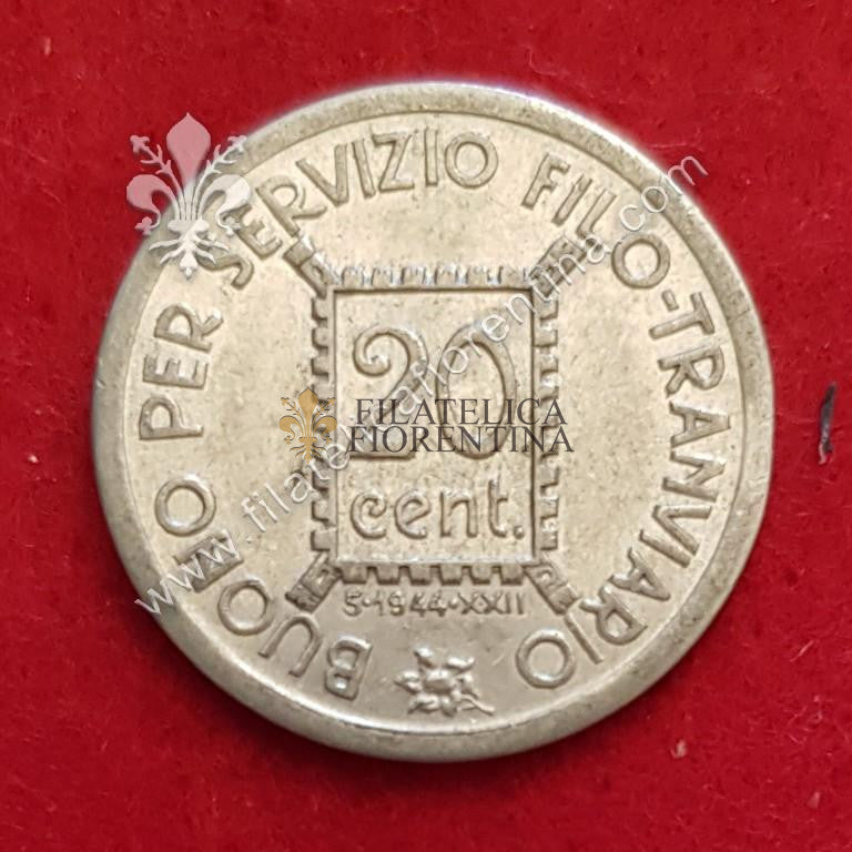 Como 1944 - Buono da 20 cent.  per servizio Filotranviario