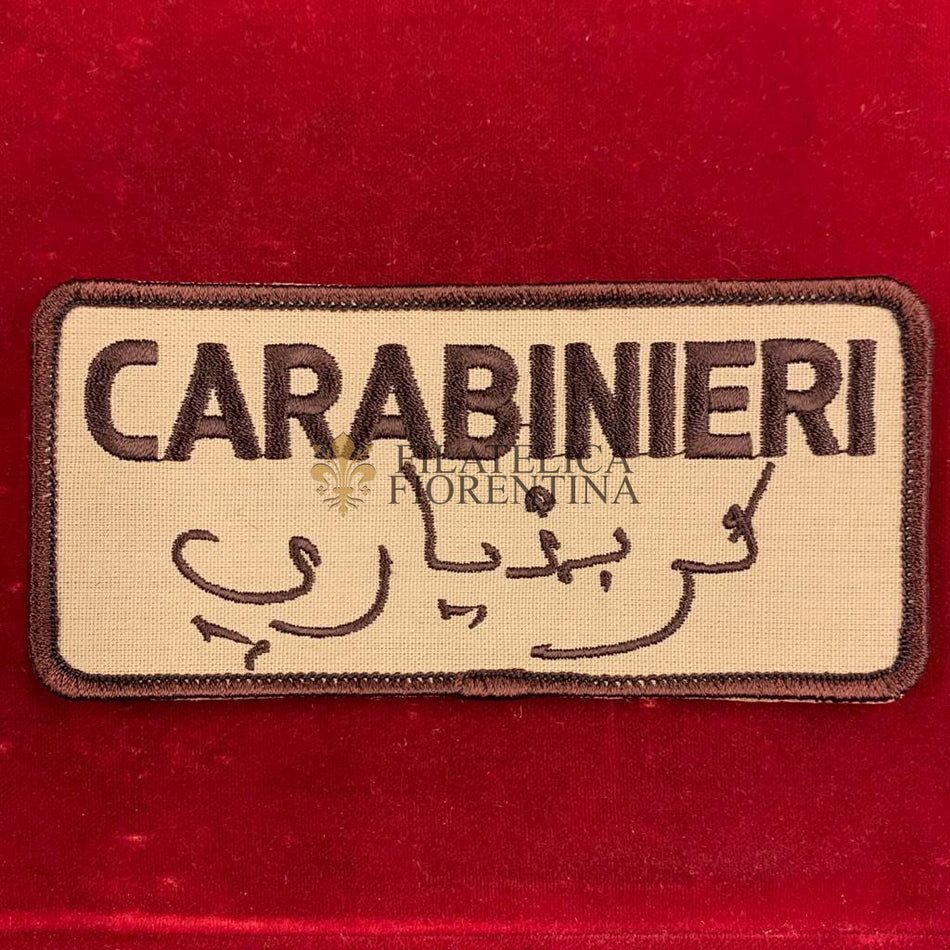 Scritta da petto CARABINIERI - con traduzione araba - su kaki (con velcro)