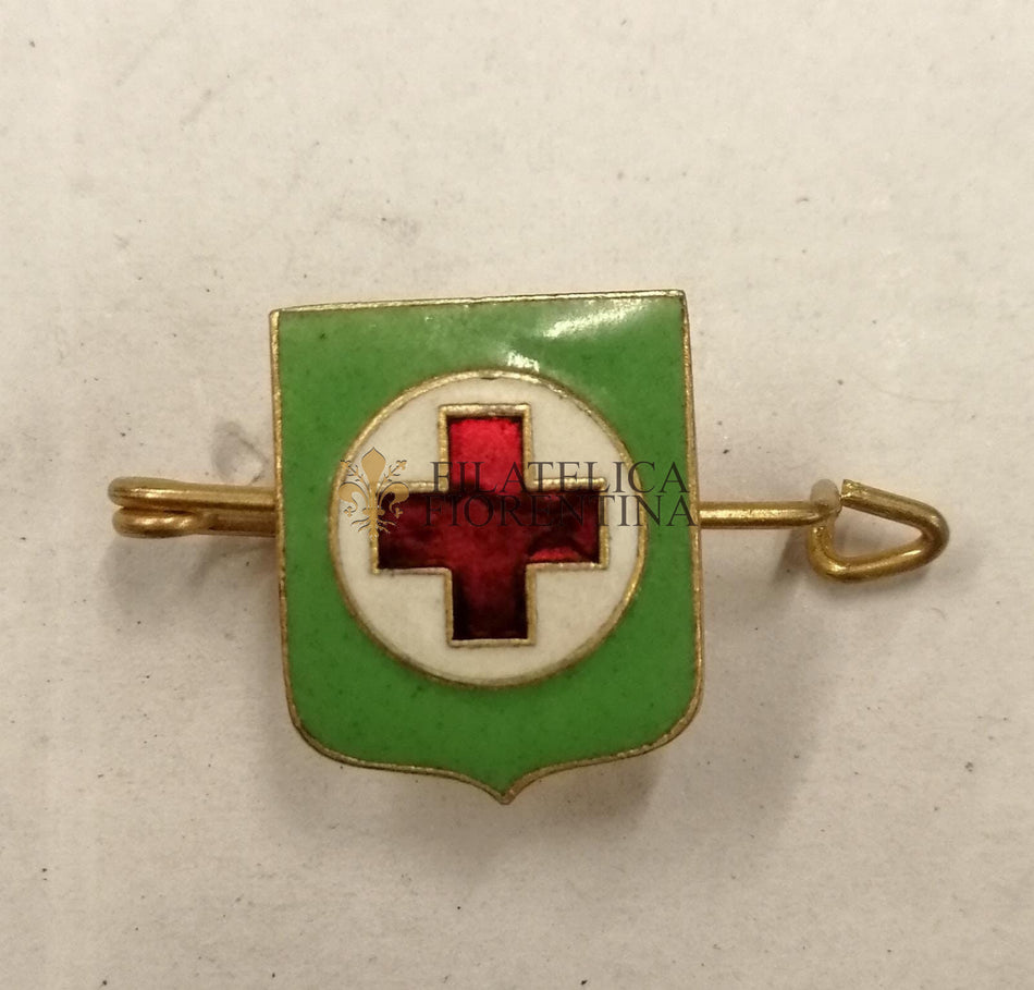 Spilla della Croce Rossa Italiana - fondo verde
