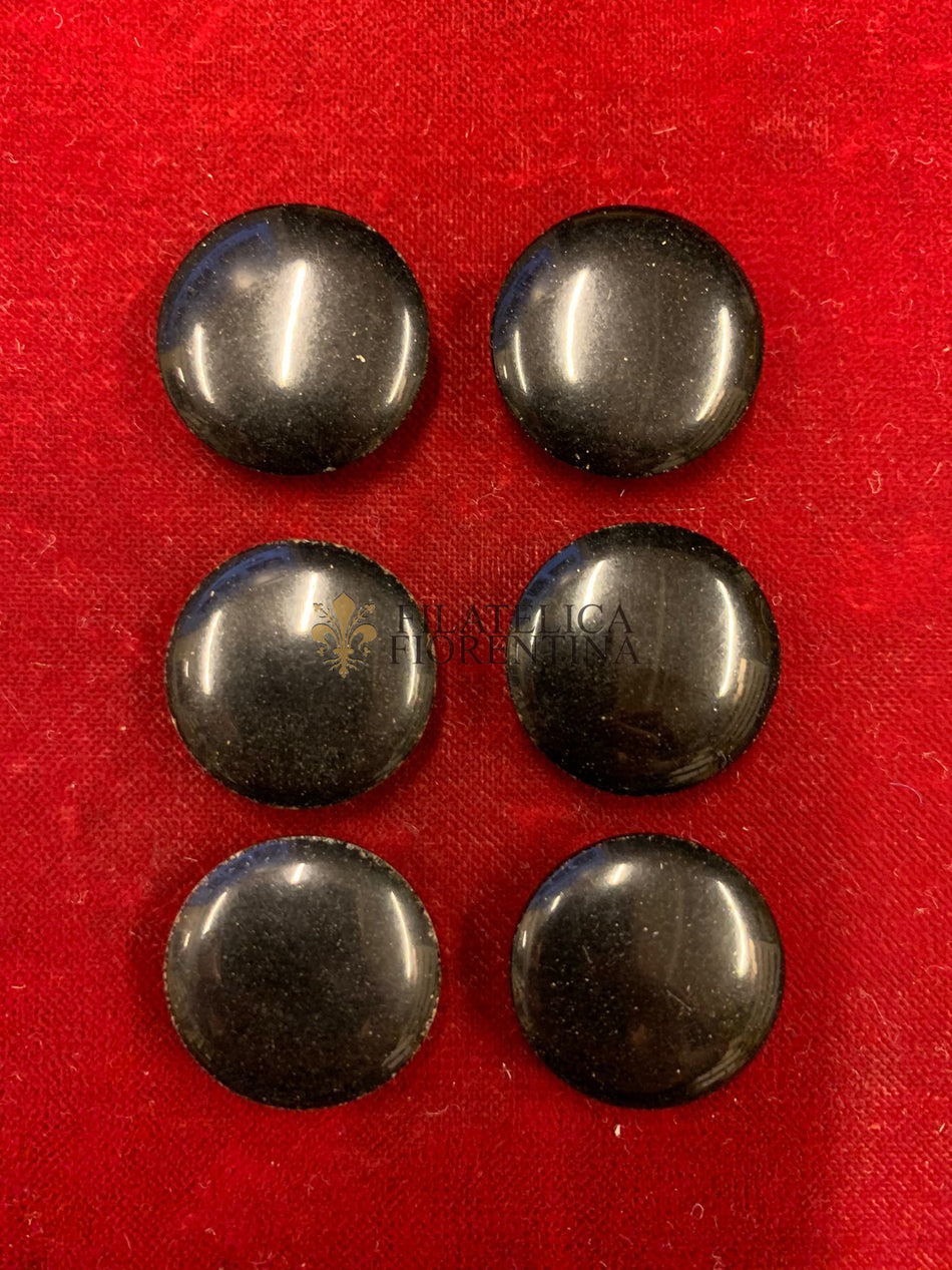 6 Bottoni in Bachelite - Colore Nero da Sahariana Fascista - 2 cm