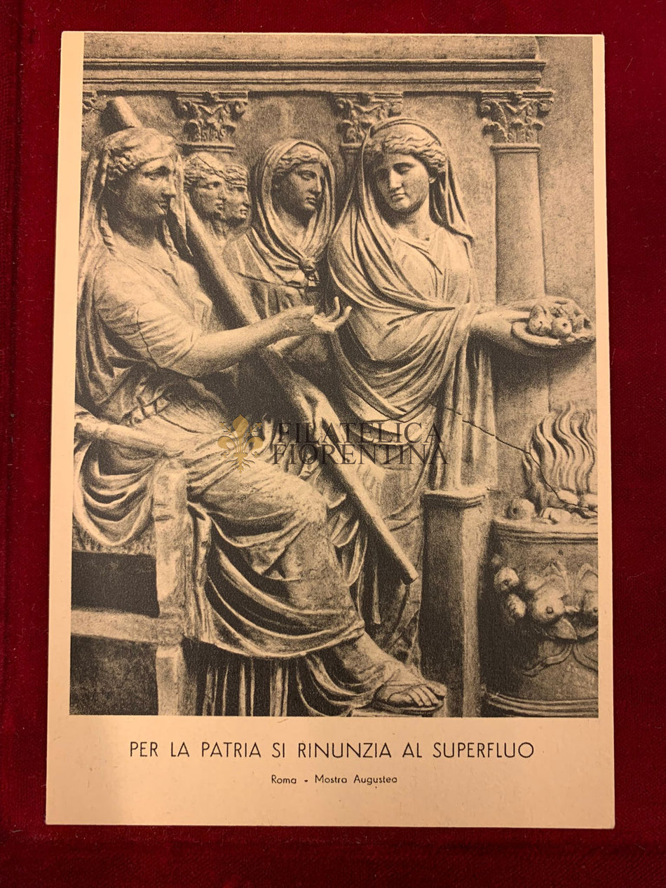 Cartolina militare Bassorilievi Romani "Per la Patria si rinunzia al superfluo" - nuova