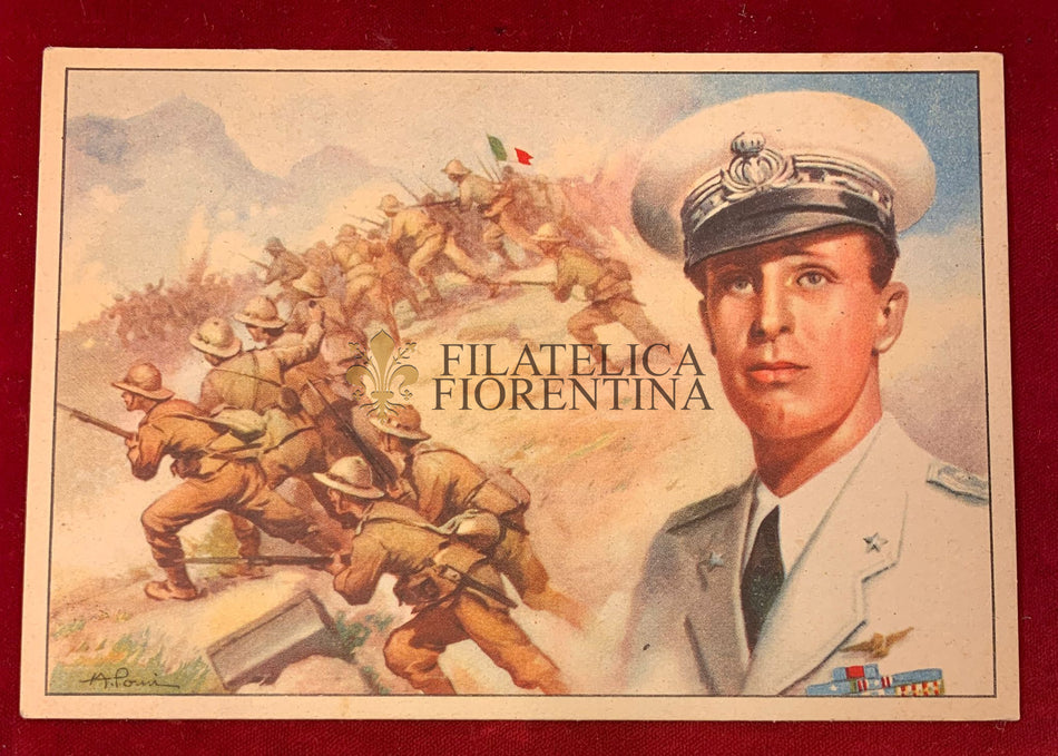 Cartolina militare BATTAGLIE D'AFRICA - Il Duca d'Aosta e l'Eroica difesa dell'Amba Alagi 1942 (non viggiata)