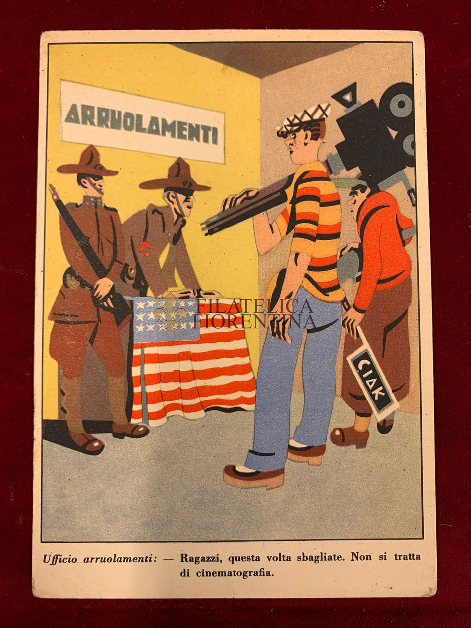 Cartolina militare UMORISTICHE "Ufficio Arruolamenti" 1942 (Viaggiata)