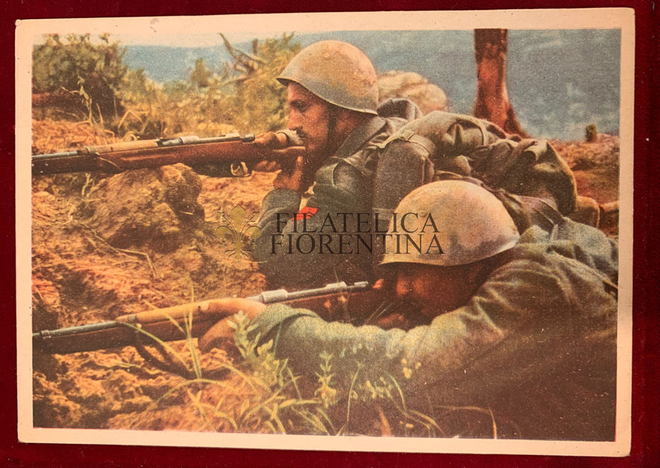 Cartolina militare FANTI "Due fanti alla mira" 1941 (viaggiata)