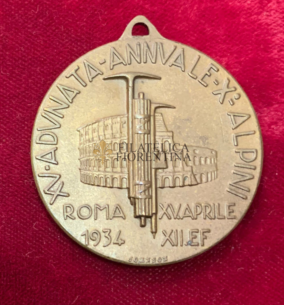 Medaglia per la XV^  Adunata Annuale del 10° Alpini - ROMA 1934  A.XII°
