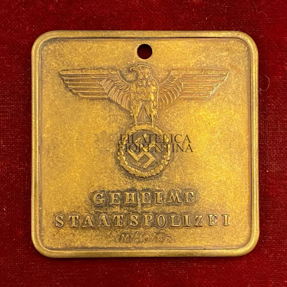 Piastrina di riconoscimento "Polizia Segreta di Stato" - Geheime Staatspolizei - Zentral Inspektion