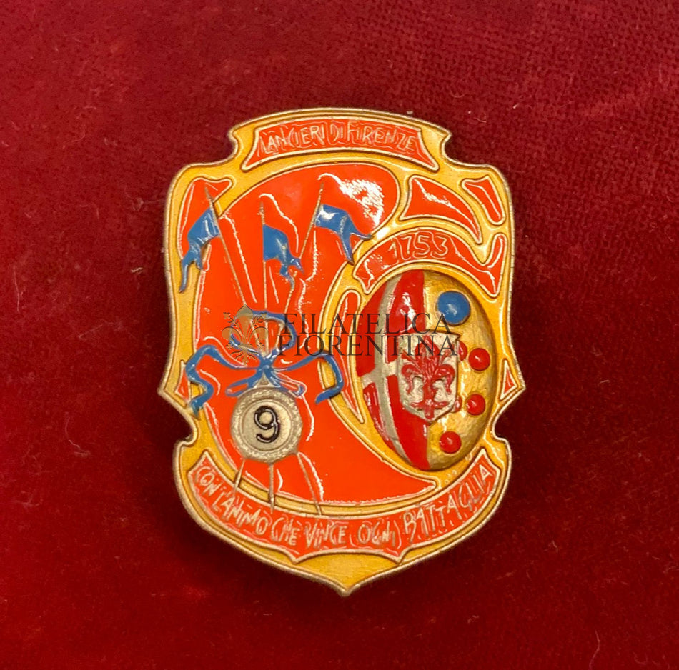 Distintivo "9° Lancieri di Firenze 1753"  CON L'ANIMO CHE VINCE OGNI BATTAGLIA