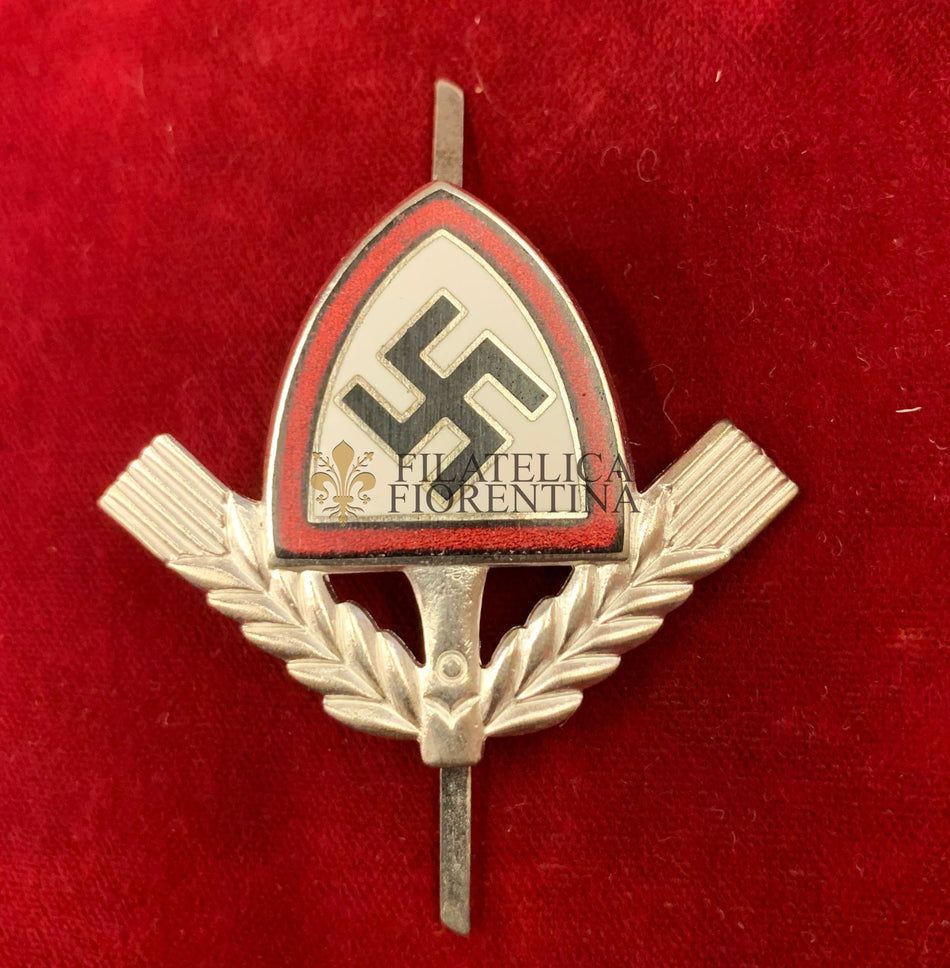 Terzo Reich - Distintivo per berretto del Reich Labour Service (RAD) modello argentato