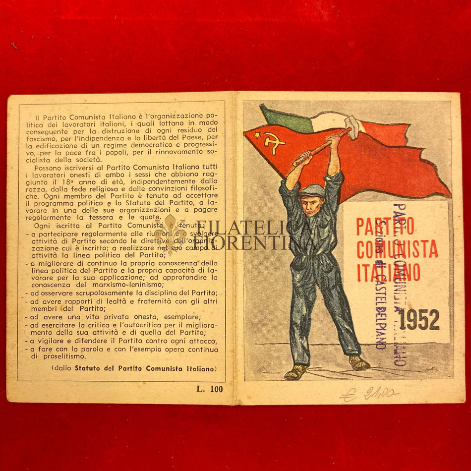 Tessera "Partito Comunista Italiano" - 1952