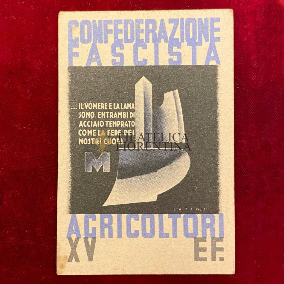 Tessera "Confederazione Fascista Agricoltori - A. XV"