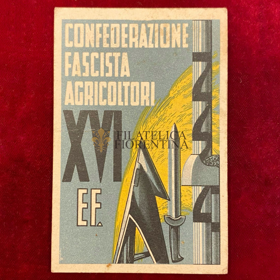 Tessera "Confederazione Fascista Agricoltori - A. XVI"