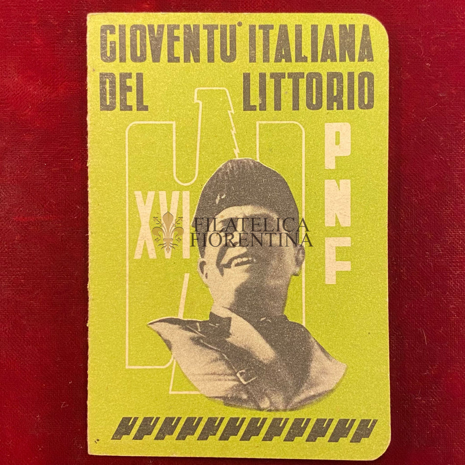 Tessera "Gioventù Italiana del Littorio (P. N. F.) - A. XVI"