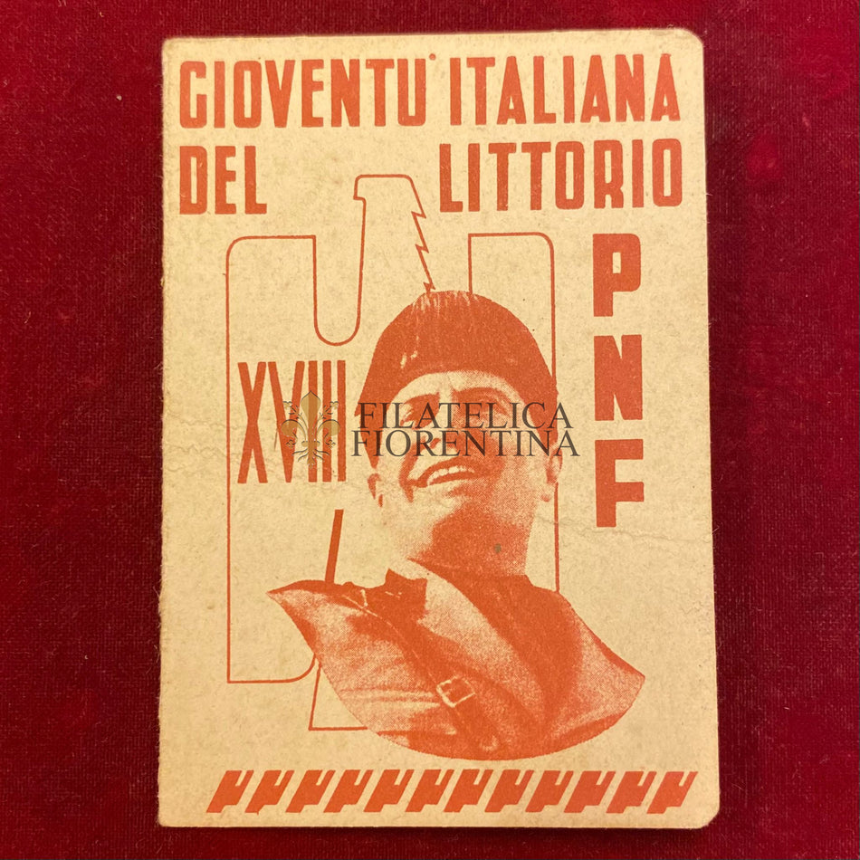 Tessera "Gioventù Italiana del Littorio - A. XVIII"