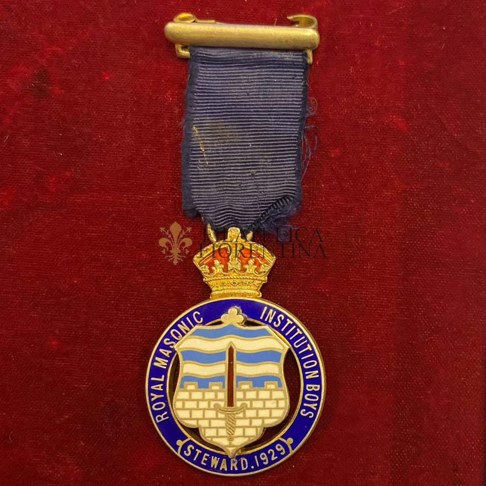 Massoneria Inglese - Medaglia "Royal Masonic Institution for Boys - Steward 1929" (Ag)