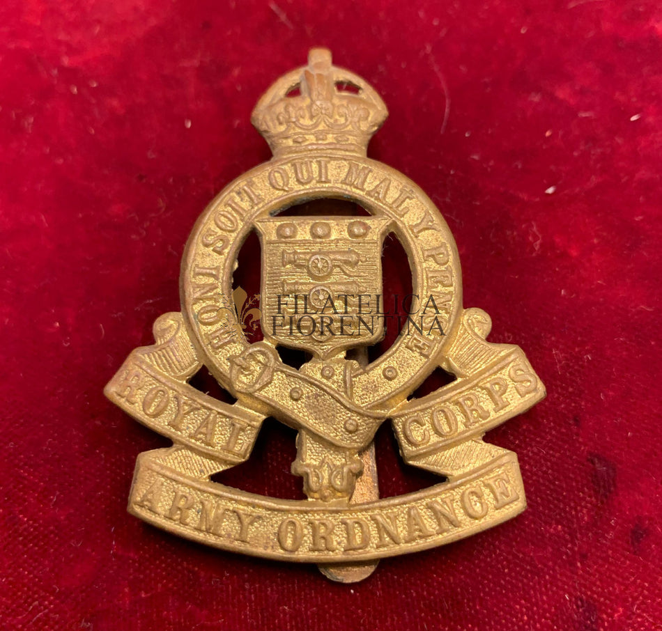 Gran Bretagna - Fregio da basco "Royal Army Ordnance Corps" HONI SOIT QUI MAL Y PENSE