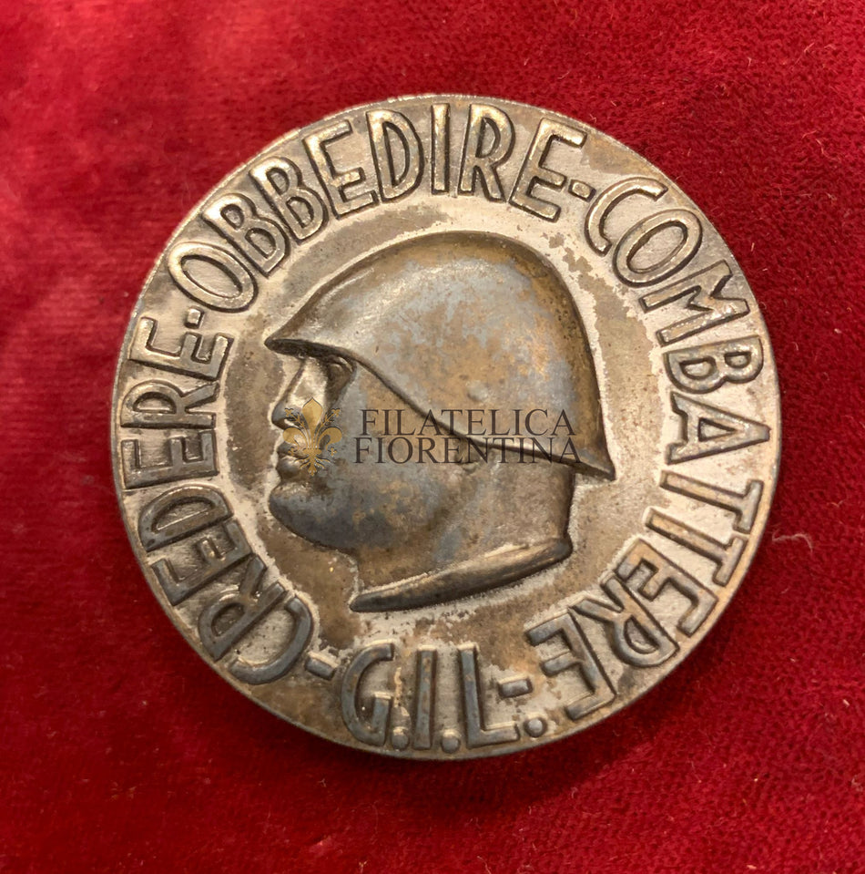 Ventennio fascista - Distintivo "CREDERE - OBBEDIRE - COMBATTERE" G.I.L.